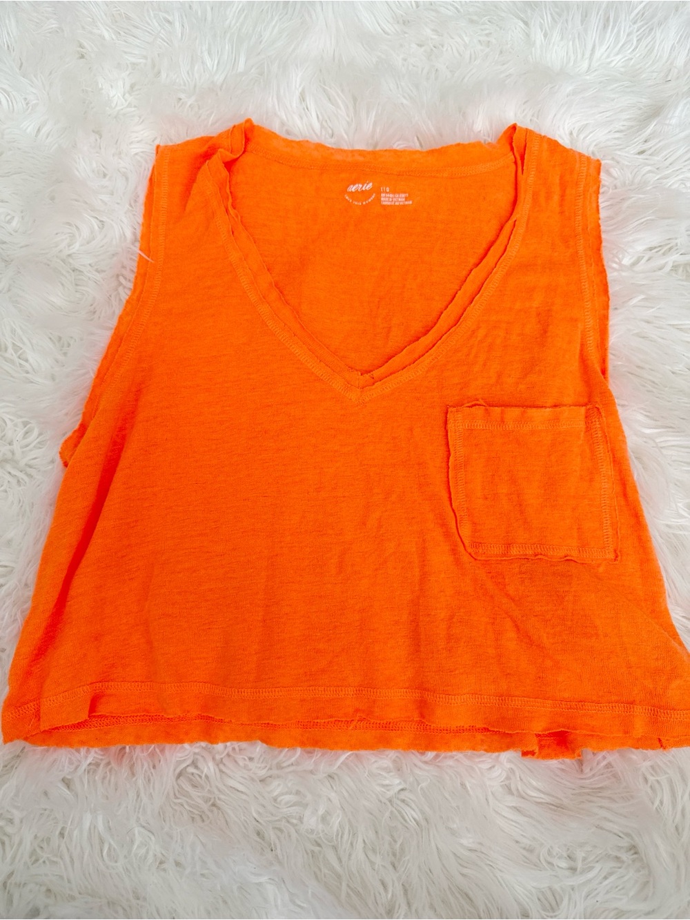 Aerie Orange Women's V-Neck Pocket Tank Top